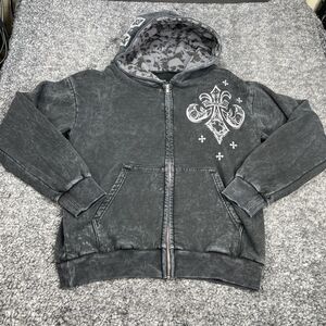 Affliction Men’s Black Full Zip Hooded Graphic Fleece Hoodie Pockets M
